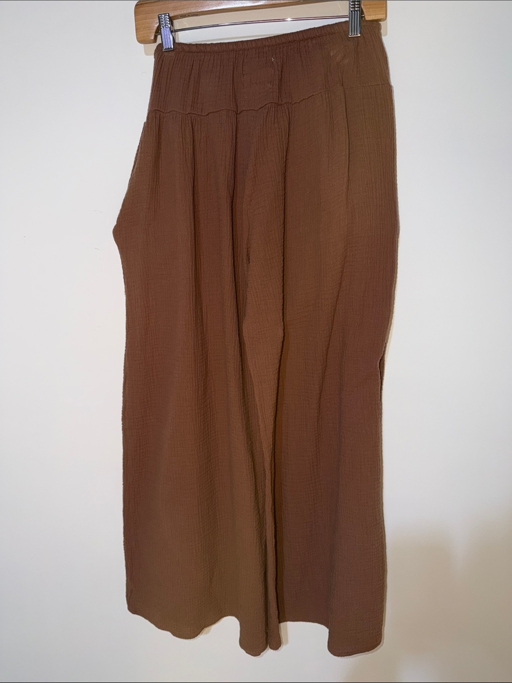 BUCKETLIST Wide-Leg Drawstring Pants in Brown festival style size small - Picture 7 of 7